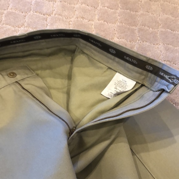 Savane Khaki Flat Front Slacks - Picture 3 of 8